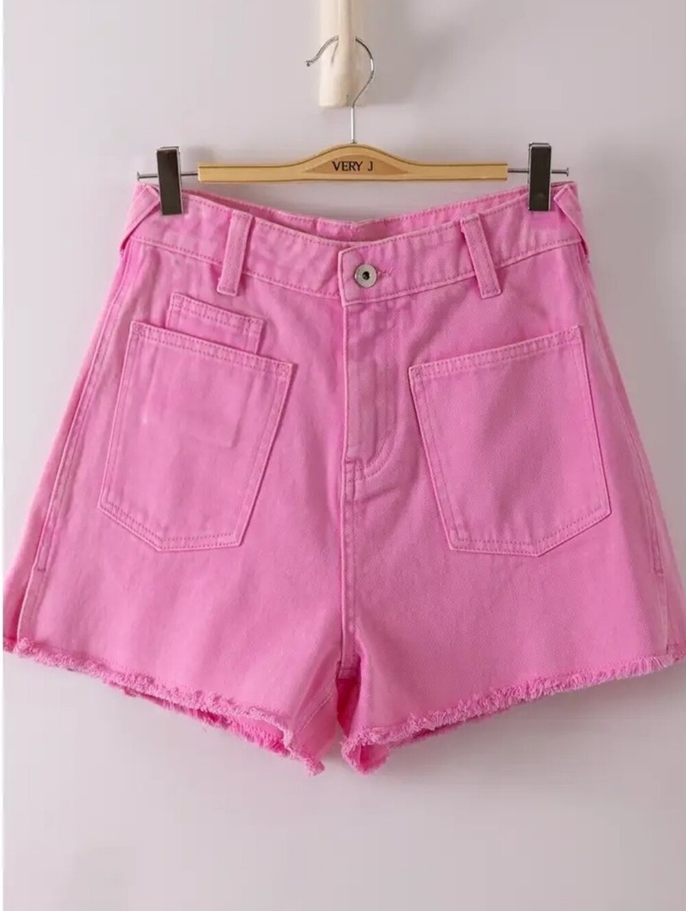Very J Bubblegum Pink High-Rise Denim Shorts